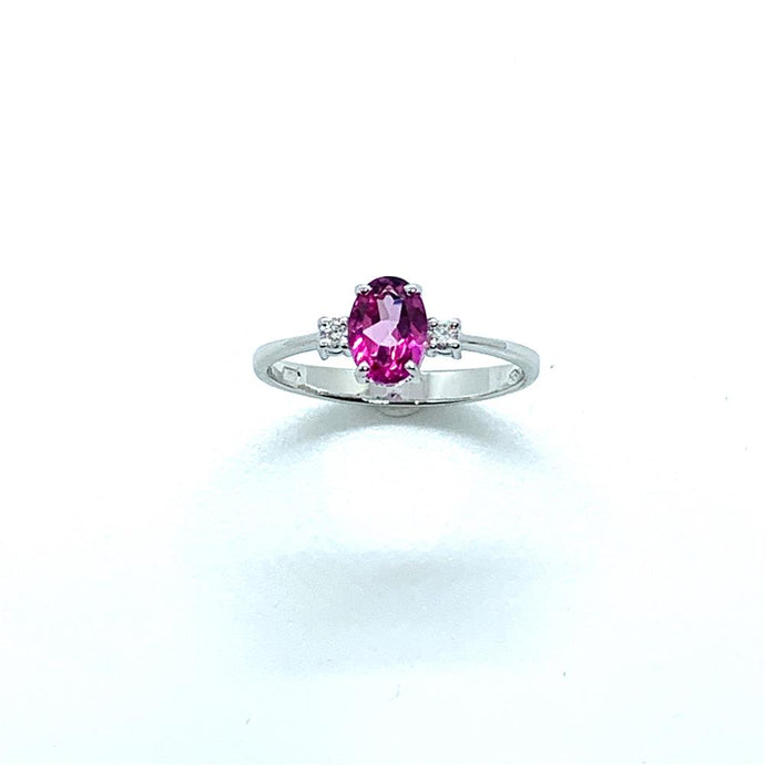 Anello oro 18kt e topazio rosa