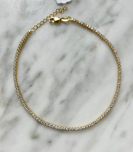 Cavigliera Tennis argento placcato oro