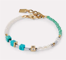 Carica l'immagine nel visualizzatore di Gallery, Bracciale GeoCUBE®&amp;Pearls verde acqua 1126/30-0605