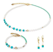 Carica l'immagine nel visualizzatore di Gallery, Collana GeoCUBE®&amp;Pearls verde acqua 1126/10-0605