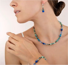 Carica l'immagine nel visualizzatore di Gallery, Orecchini GeoCUBE® blu-verde  2838/20-0705