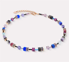 Carica l'immagine nel visualizzatore di Gallery, Collana GeoCUBE® Iconic Rosè Gold Plated Lilac Blue 2838/10-0807