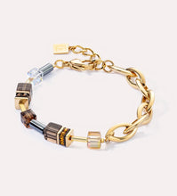 Carica l'immagine nel visualizzatore di Gallery, Bracciale GeoCUBE® Chunky Chain oro-marrone  - 4524/30-1116