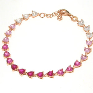 Bracciale argento rosé cascata di cuori pink