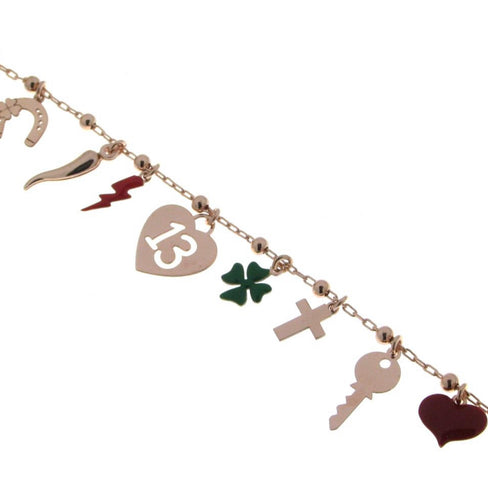 Bracciale in argento rosè portafortuna