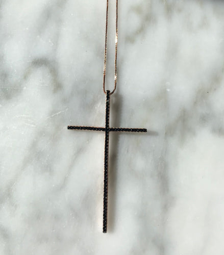 Collana Croce argento rosè