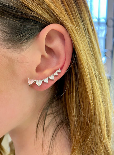 Orecchini earcuff cuore rosa