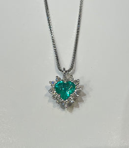 Collana Cuore smeraldo e diamanti