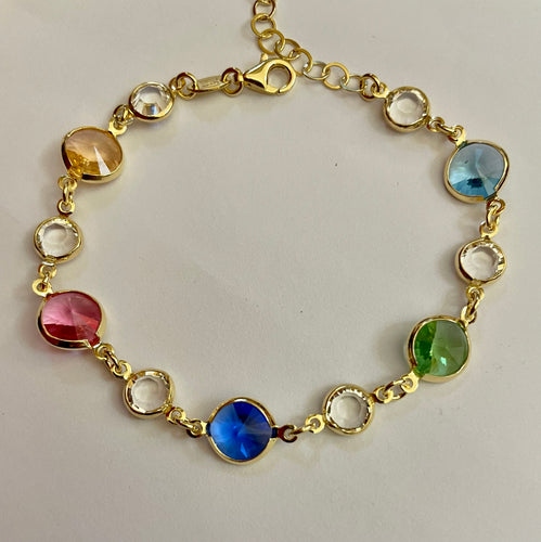 Bracciale argento e cristalli multicolore