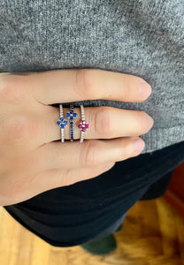 Anello Fiore della Fortuna Zaffiri Blu