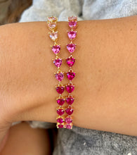 Carica l&#39;immagine nel visualizzatore di Gallery, Bracciale argento rosé cascata di cuori pink